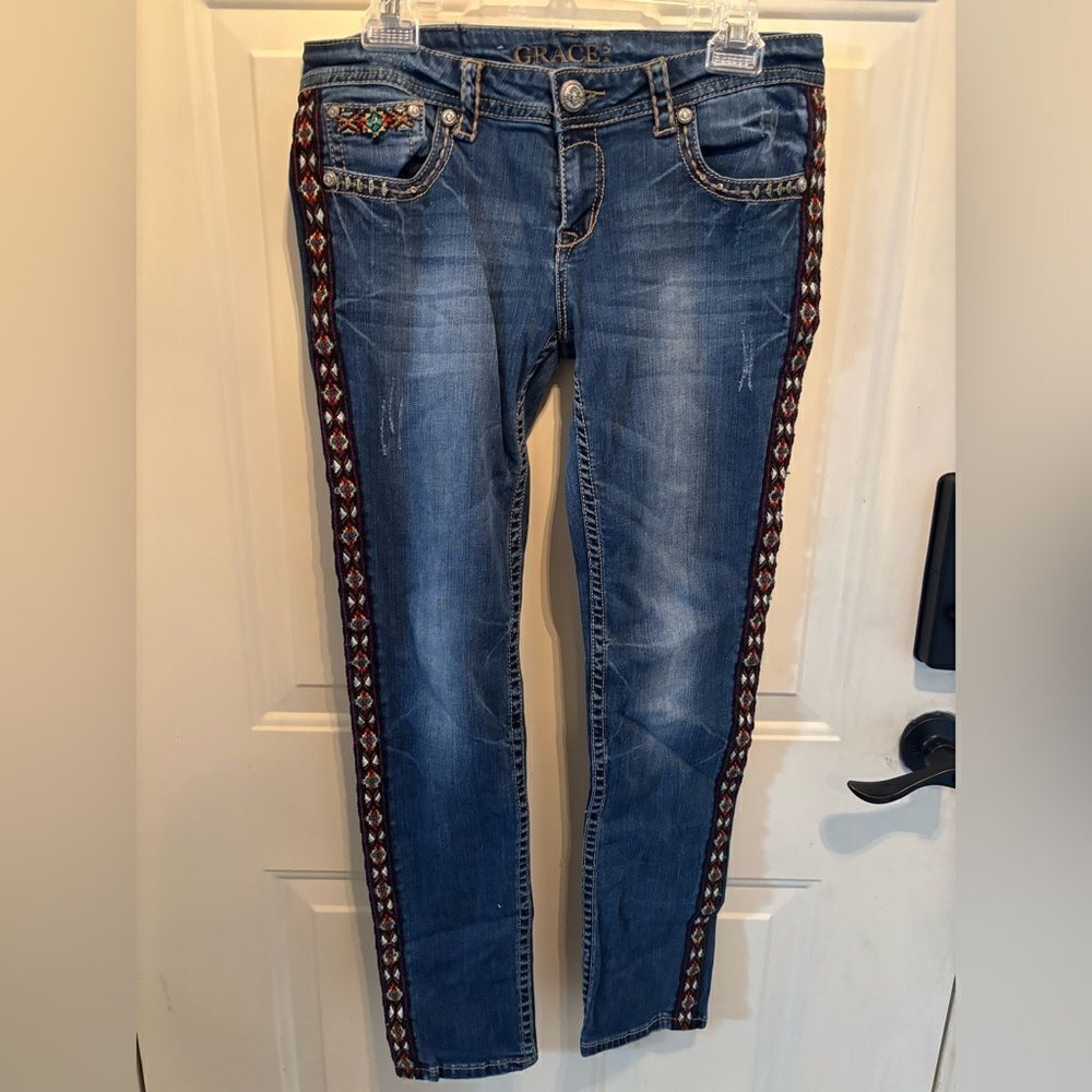 Grace In LA Western Boho Jeans size 30 - Picture 4 of 7